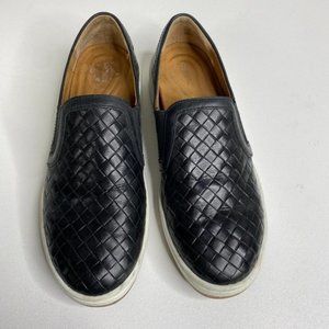 Aetrex Slip On Black Woven Leather Comfort Shoe EC